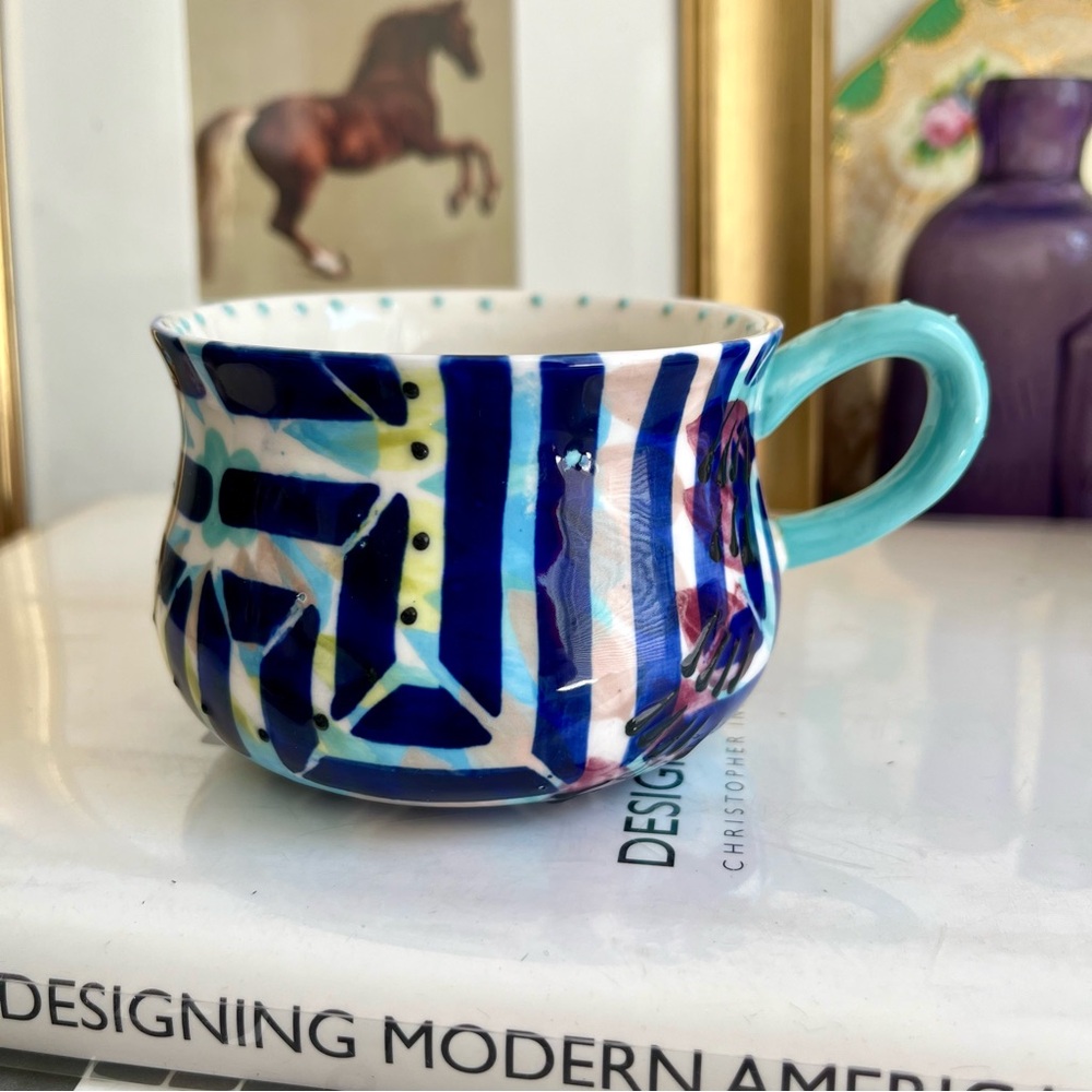 Anthropologie Kinetic Stencil 10 oz cup Mug